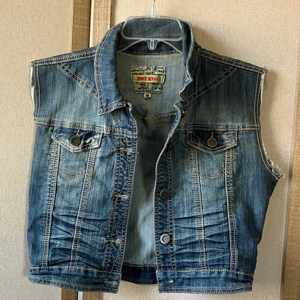 FINAL MARKDOWN Hot Kiss junior Denim with Red Logo vest medium